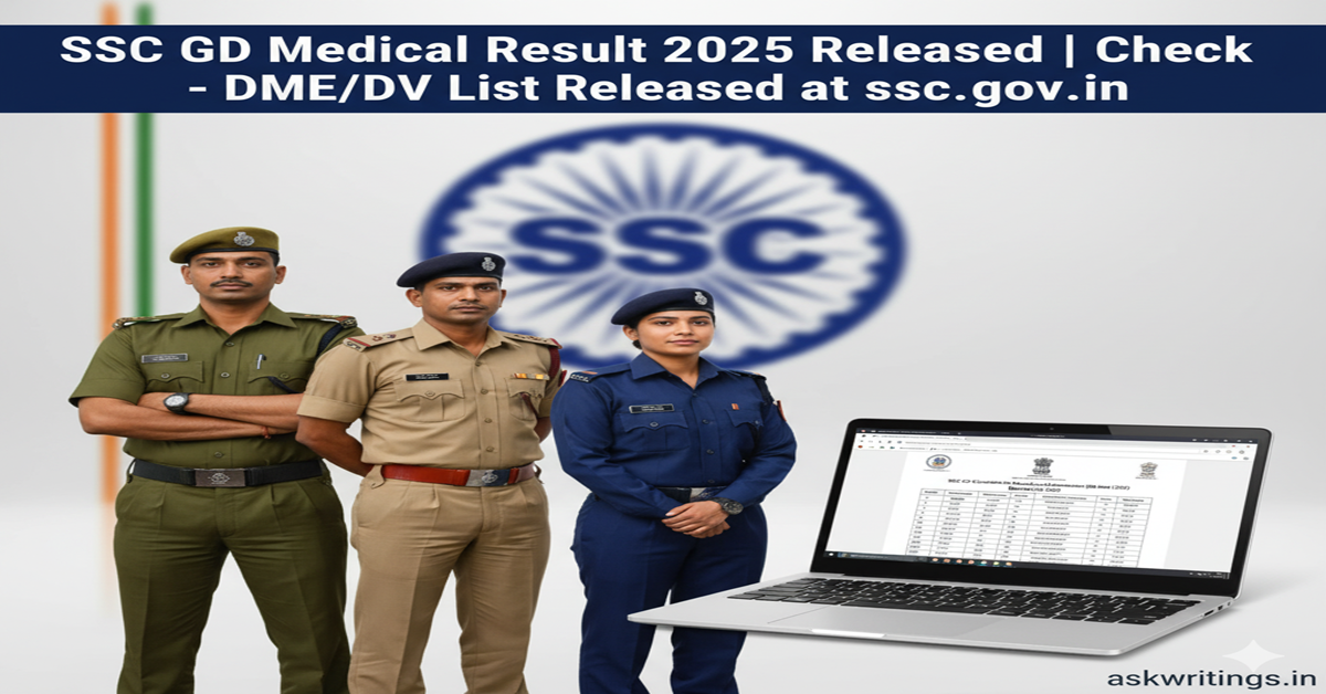 SSC GD Constable Result 2025: Medical DME DV List Released – Check ssc.gov.in Result 2025